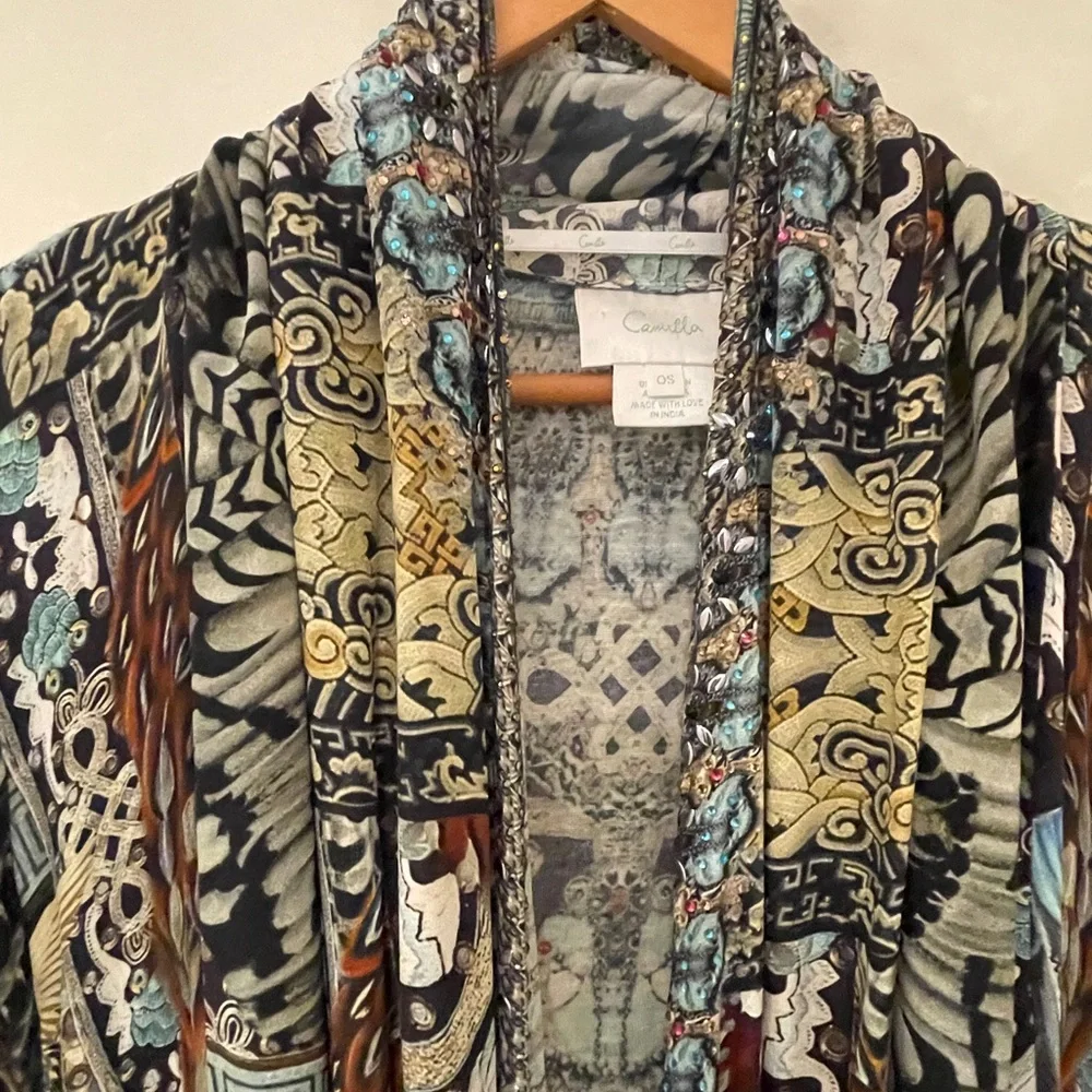 Camilla Franks, Long Casual Jacket, Girl on a Wing, 100% Silk, OS - Picture 5 of 9